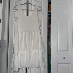 White tiered bow dress